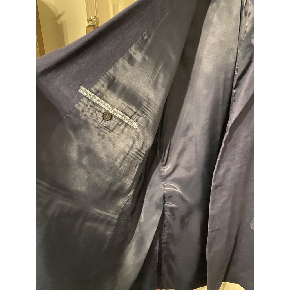 Ralph Lauren Navy Blue Linen Blazer Men's 52L Single Breasted 2 Button - Picture 4 of 10